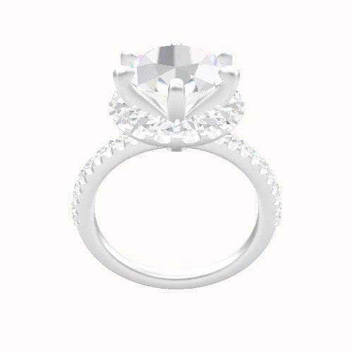 illusion Pave Engagement Ring With Six Prong Halo Head