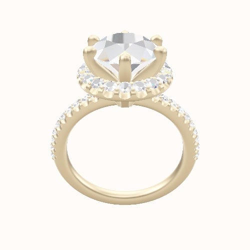illusion Pave Engagement Ring With Six Prong Halo Head