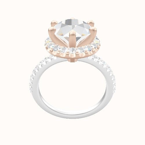 illusion Pave Engagement Ring With Six Prong Halo Head