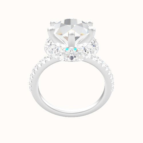 illusion Pave Engagement Ring With Six Prong Waterfall Halo Head