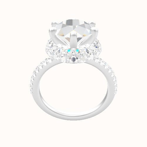 illusion Pave Engagement Ring With Six Prong Waterfall Halo Head