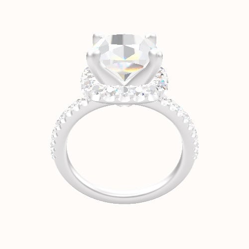 illusion Pave Engagement Ring With V Prong Halo Head