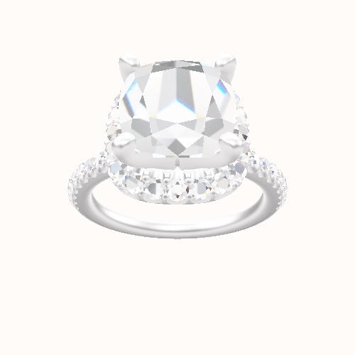 illusion Pave Engagement Ring With V Prong Halo Head