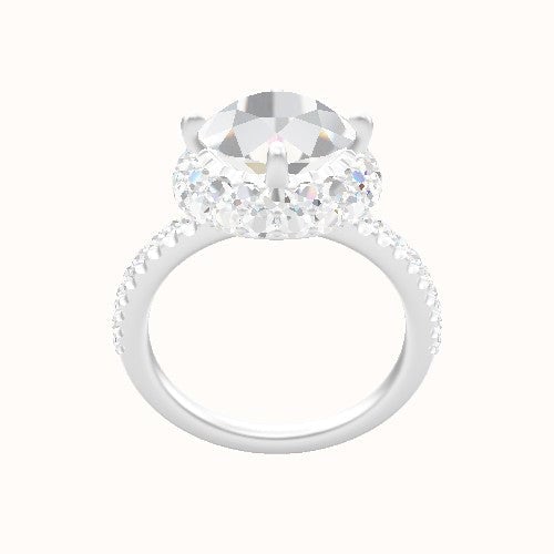 illusion Pave Engagement Ring With Waterfall Halo Head