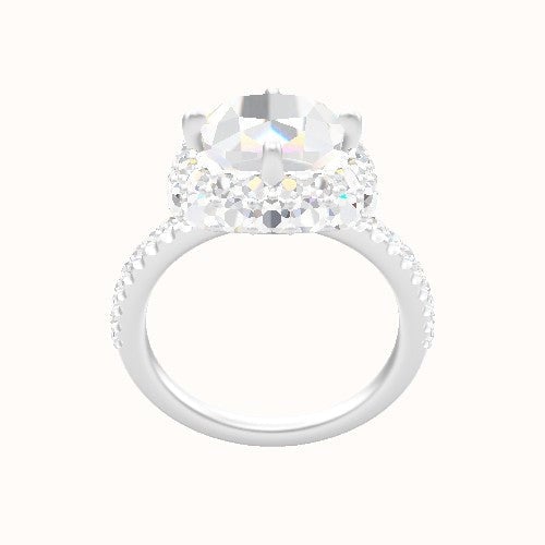 illusion Pave Engagement Ring With Waterfall Halo Head