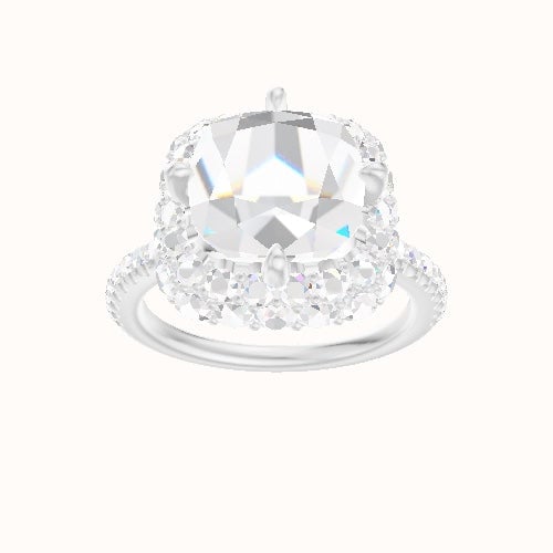 illusion Pave Engagement Ring With Waterfall Halo Head