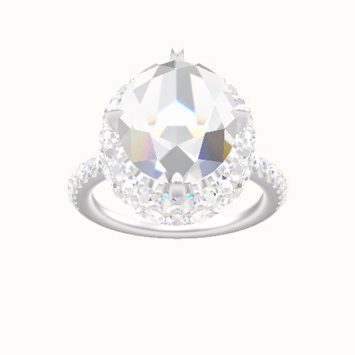 illusion Pave Engagement Ring With Waterfall Halo Head