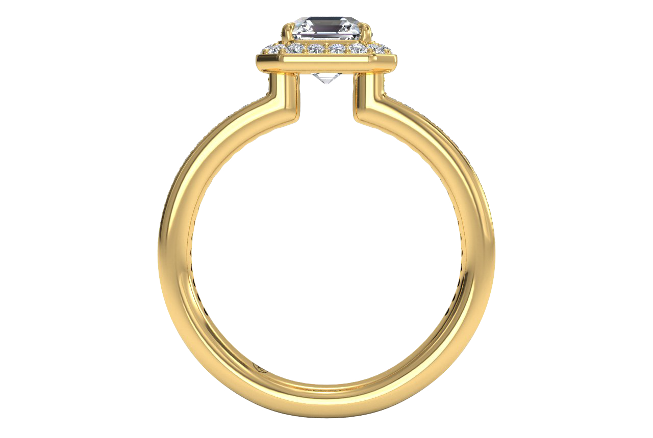 18kt yellow gold/asscher/front