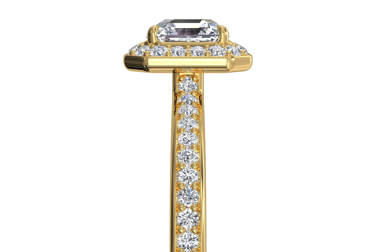 18kt yellow gold/asscher/side