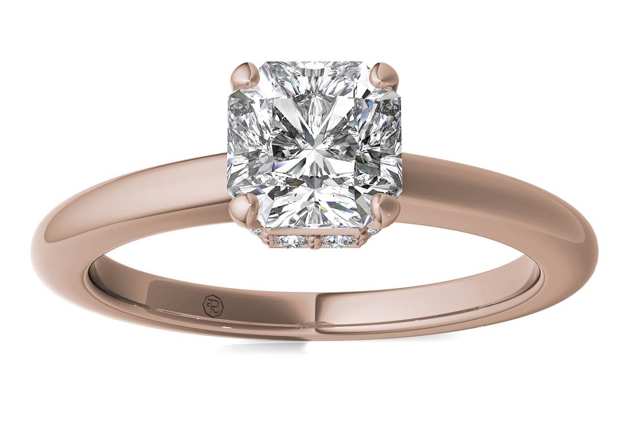 18kt rose gold/asscher/front