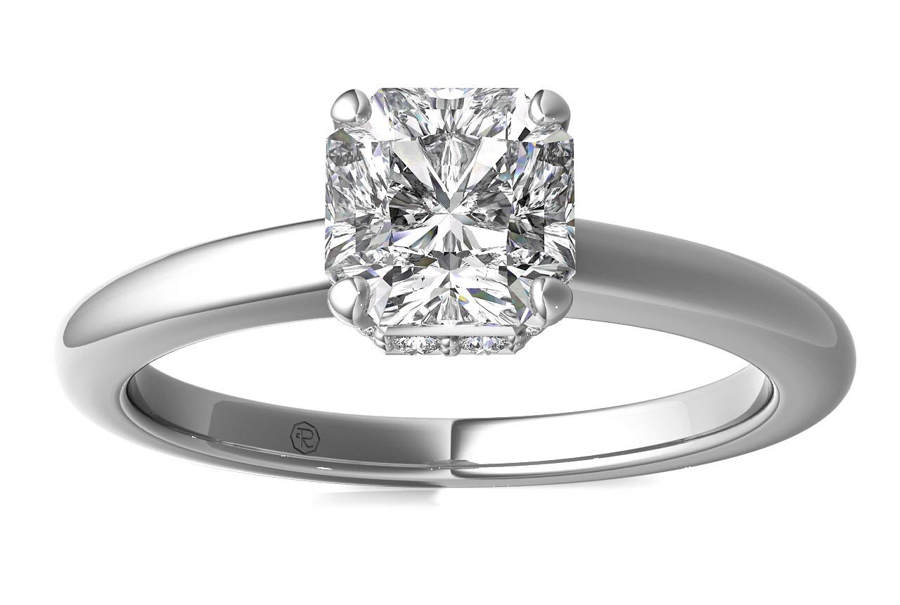 18kt white gold/asscher/front