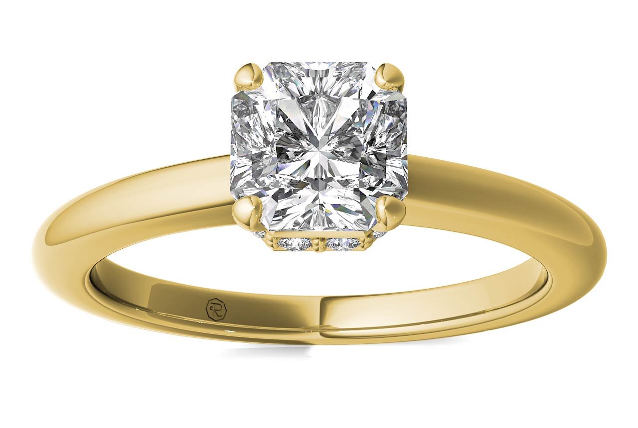 18kt yellow gold/asscher/front