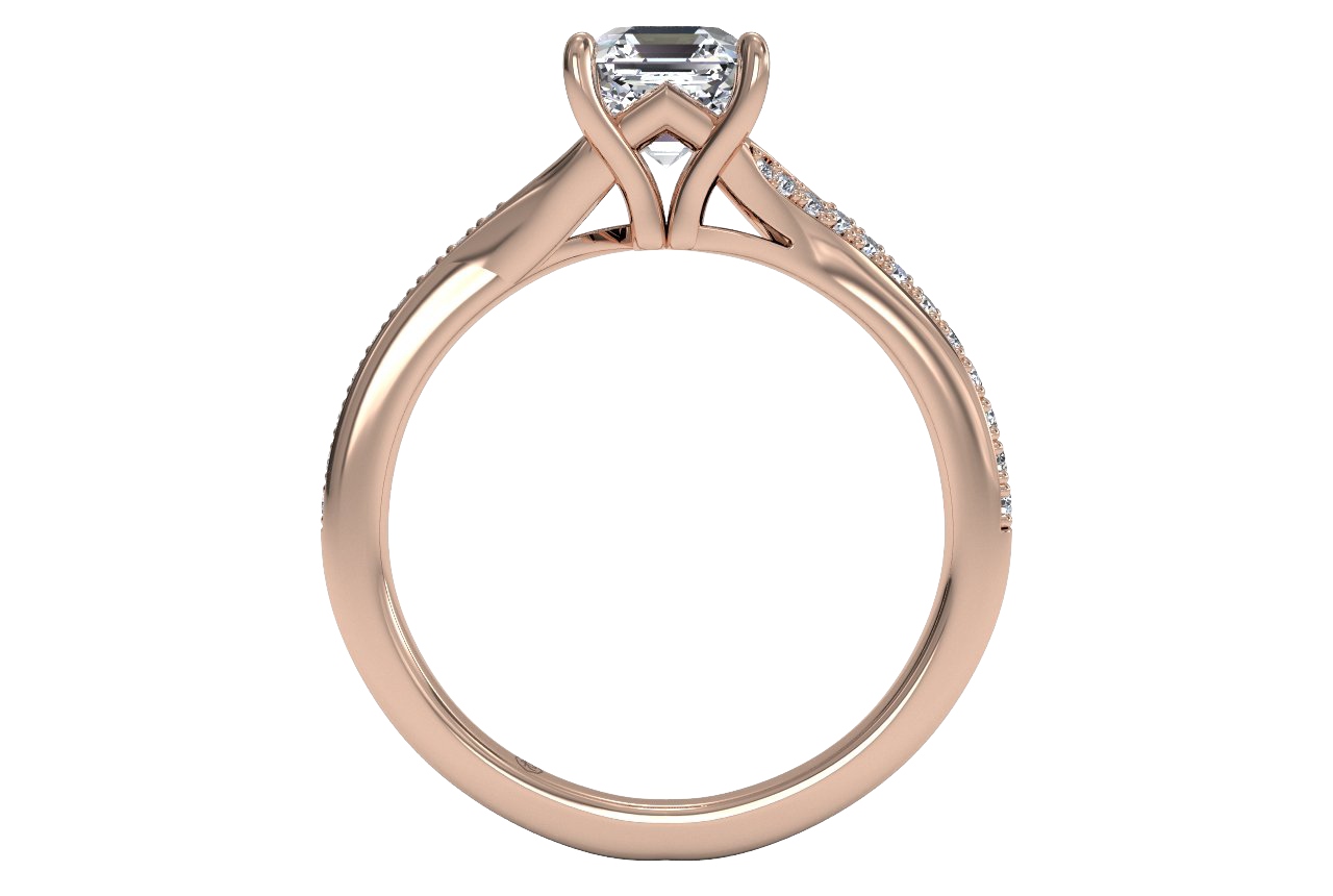 18kt Rose Gold / Asscher / Front