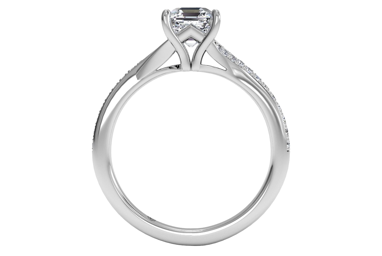 18kt White Gold / Asscher / Front