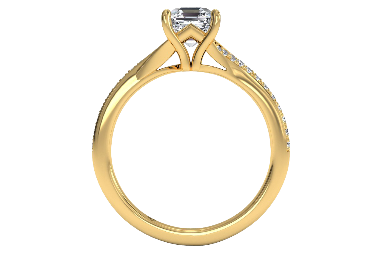 18kt Yellow Gold / Asscher / Front