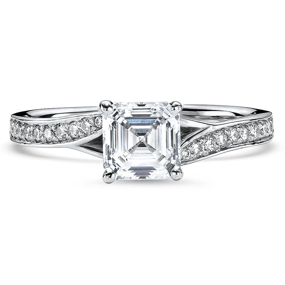 14kt white gold/18kt white gold/platinum/asscher/live