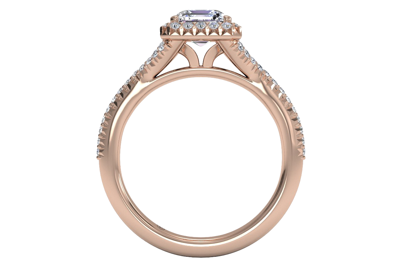 18kt rose gold/asscher/front