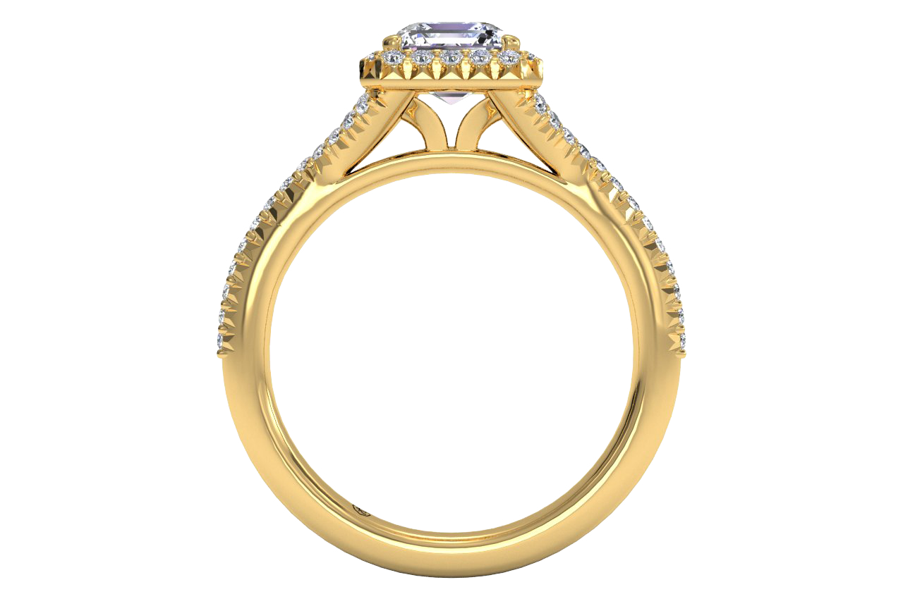 18kt yellow gold/asscher/front