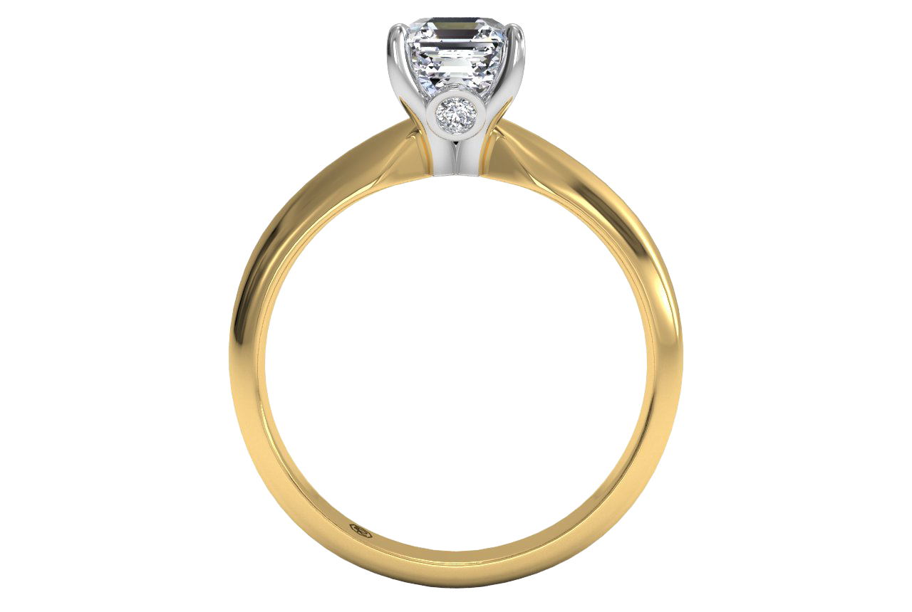 18kt yellow gold/asscher/front