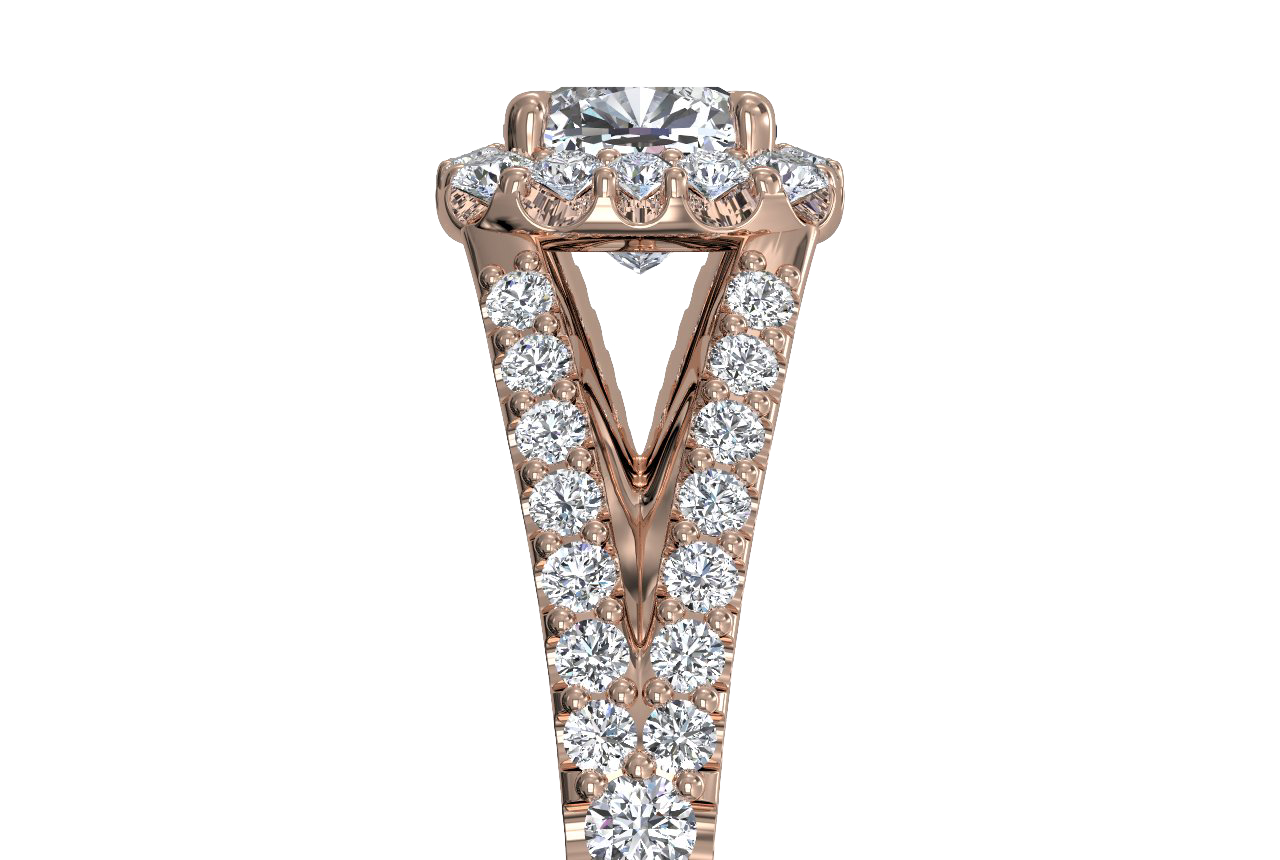 18kt rose gold/cushion/side