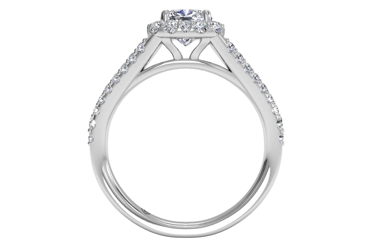 14kt white gold/18kt white gold/platinum/cushion/front