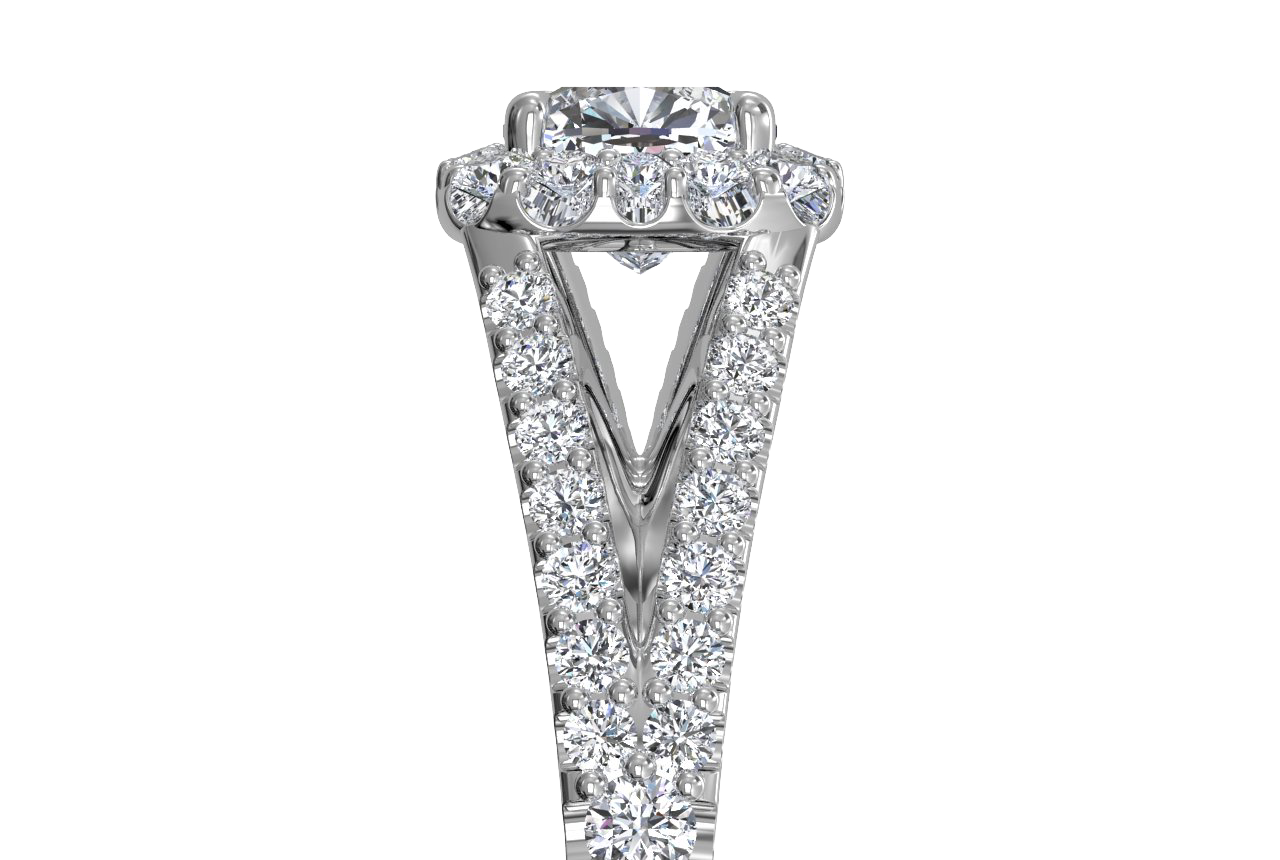 14kt white gold/18kt white gold/platinum/cushion/side