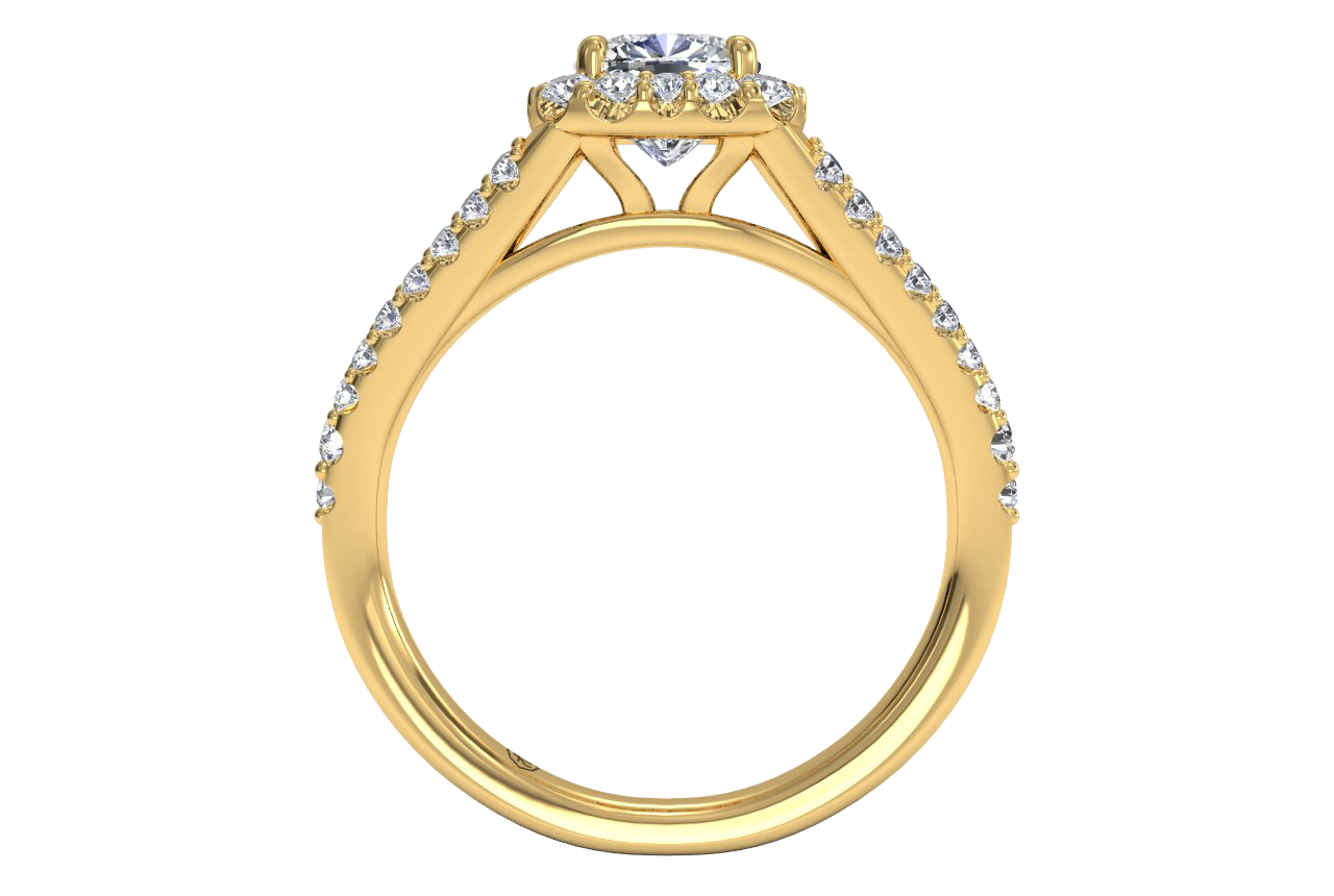 18kt yellow gold/cushion/side