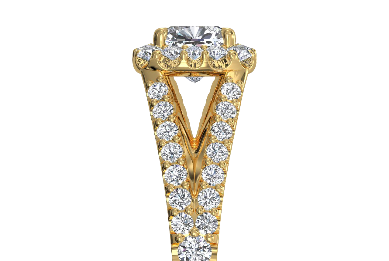 18kt yellow gold/cushion/side