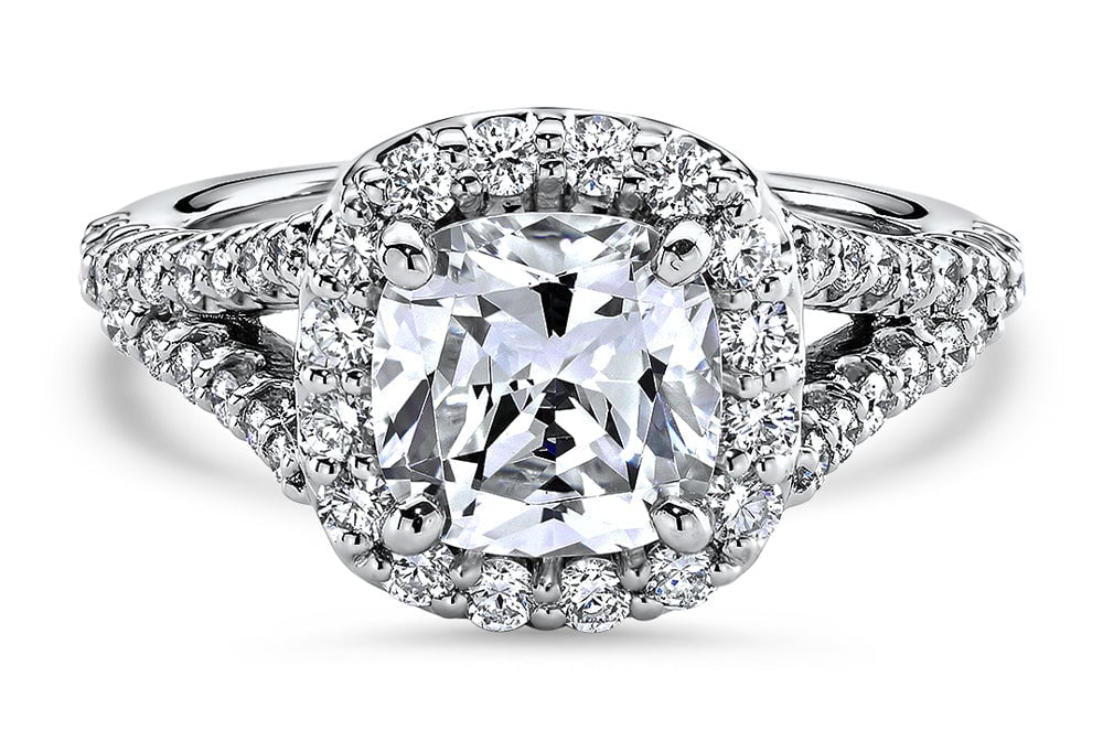 14kt white gold/18kt white gold/platinum/cushion/live