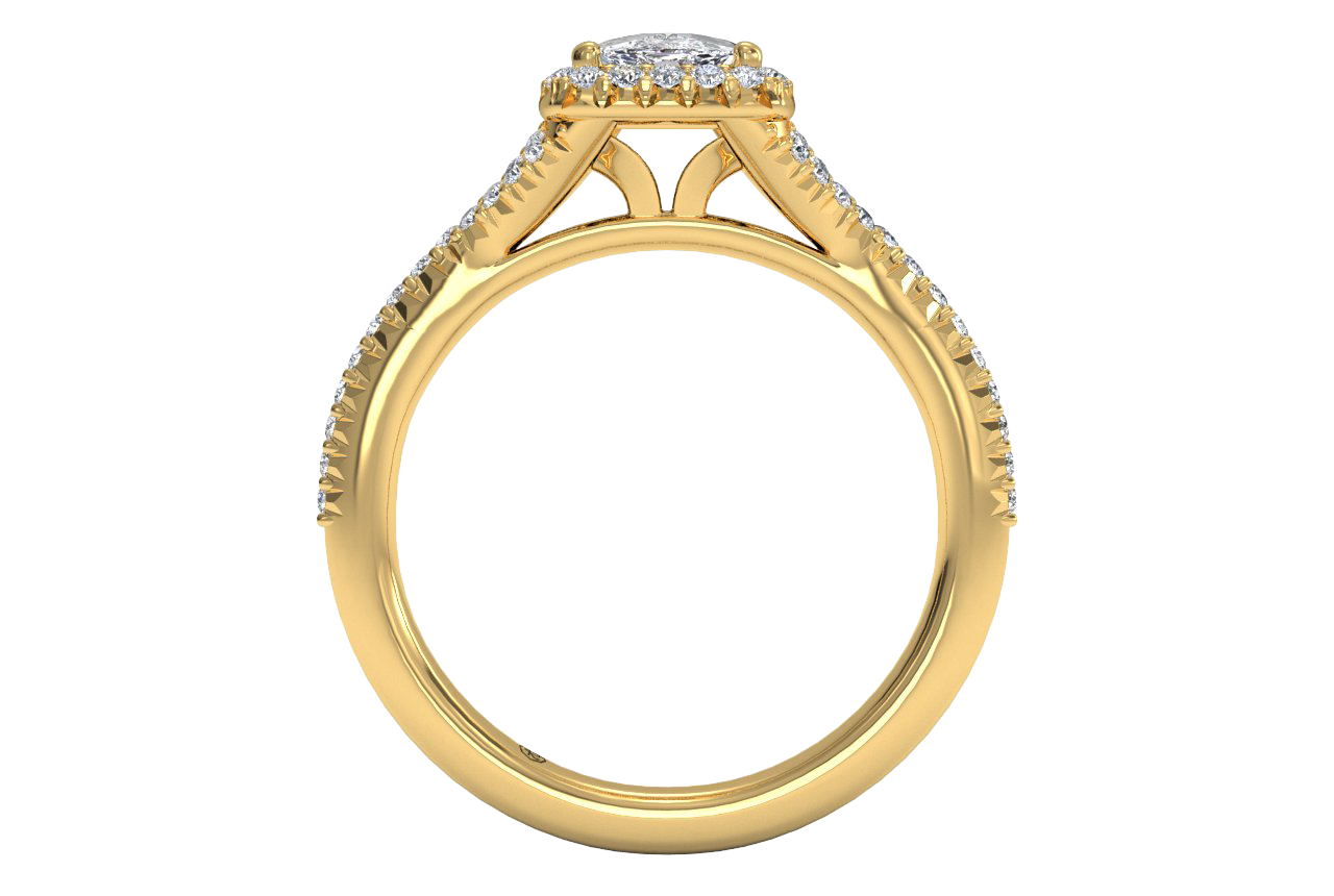 18kt yellow gold/cushion/front