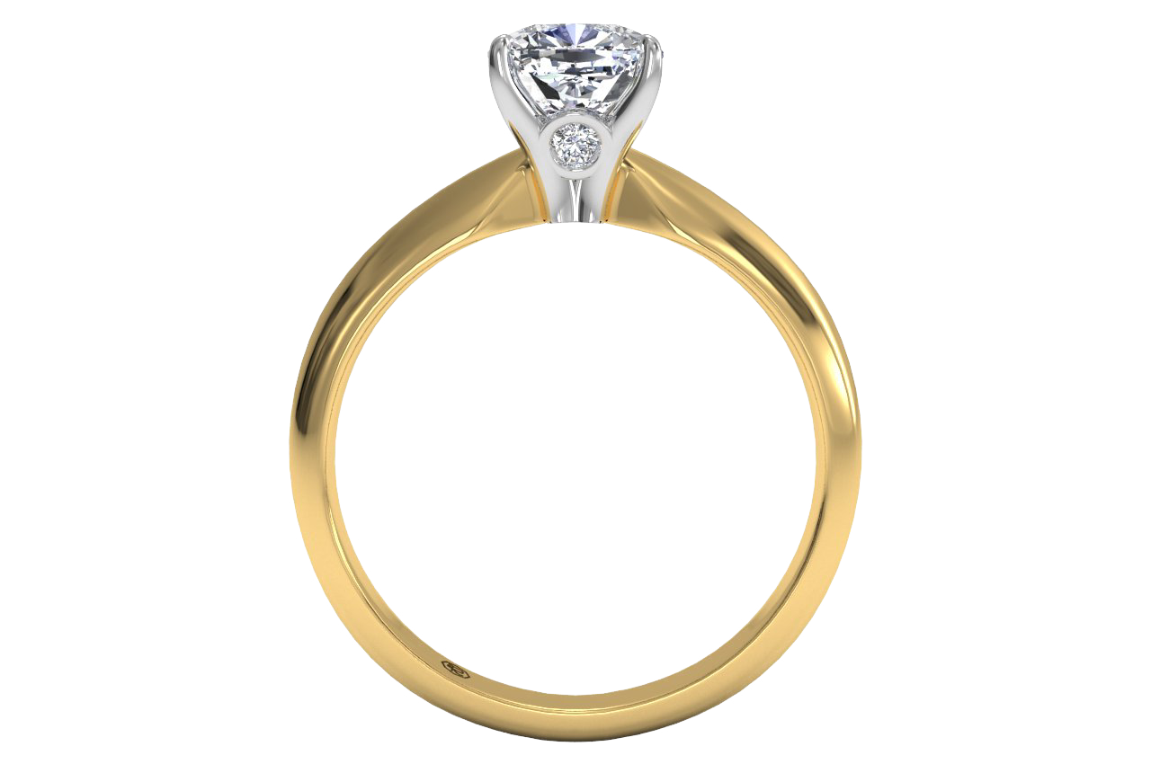 18kt yellow gold/cushion/front