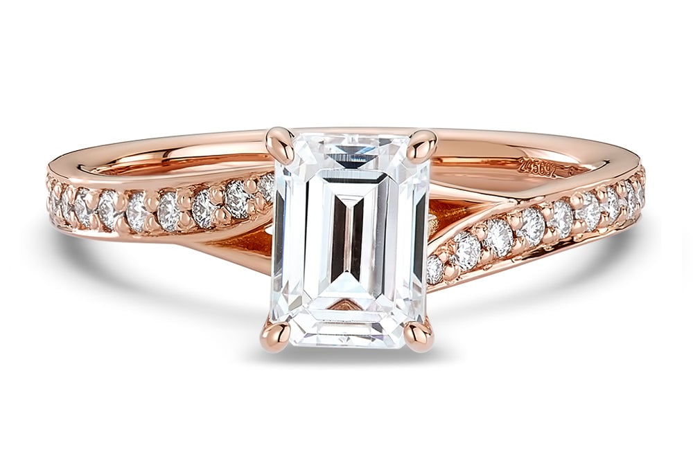 18kt rose gold/emerald/live