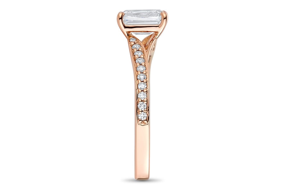 18kt rose gold/emerald/side