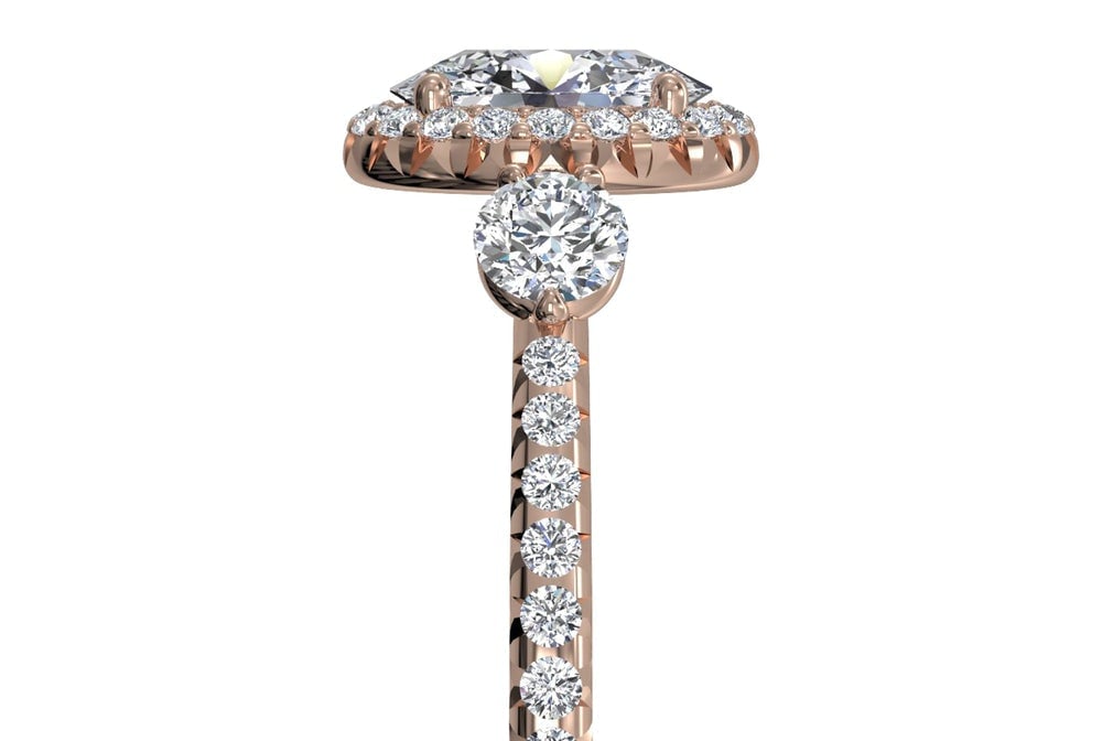 18kt rose gold/oval/side