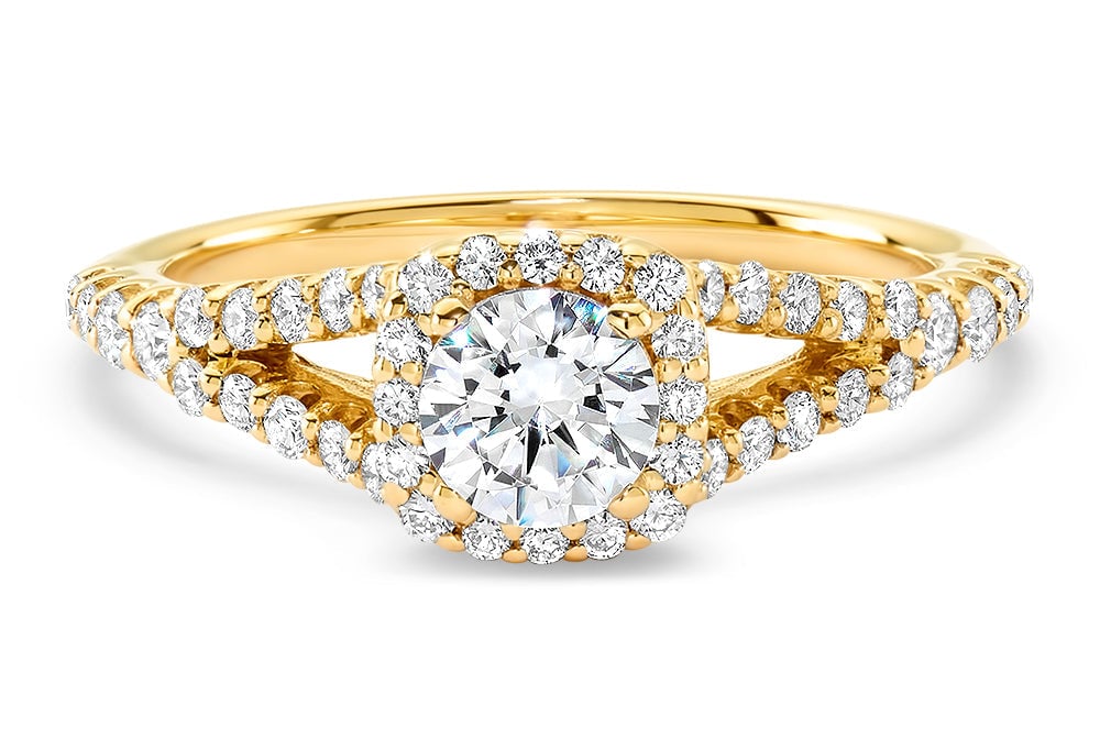 18kt yellow gold/round/live