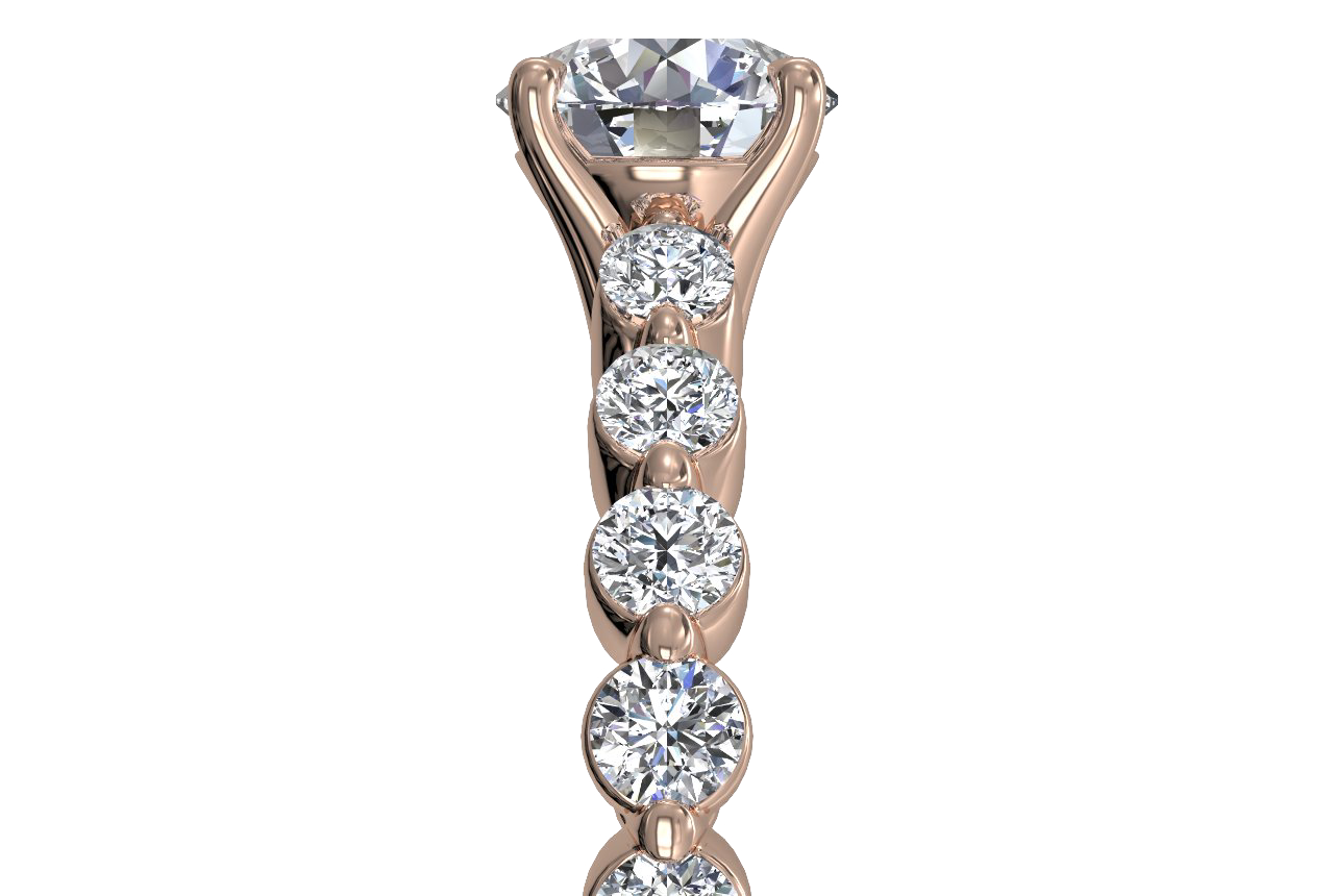 18kt Rose Gold / Round / cushion / Side