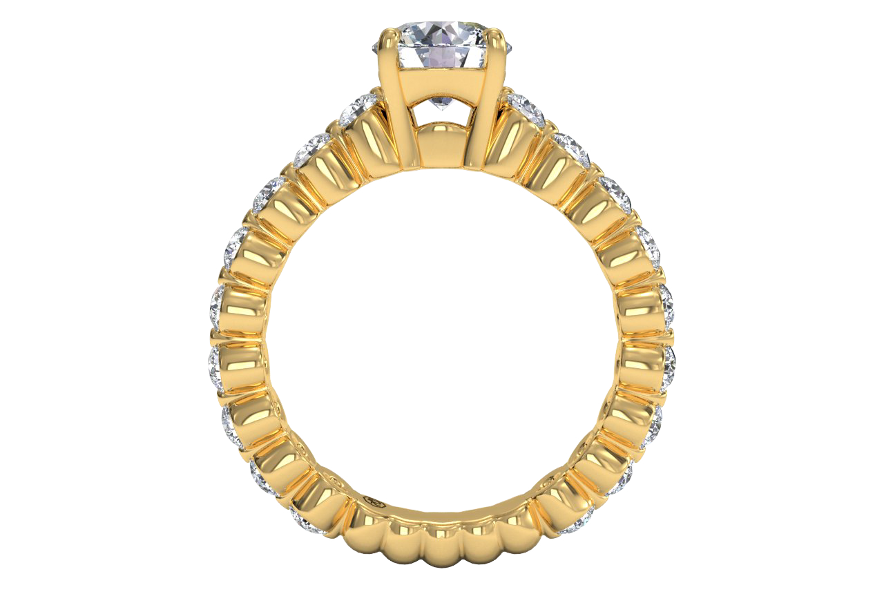 18kt Yellow Gold / Round / cushion / Front