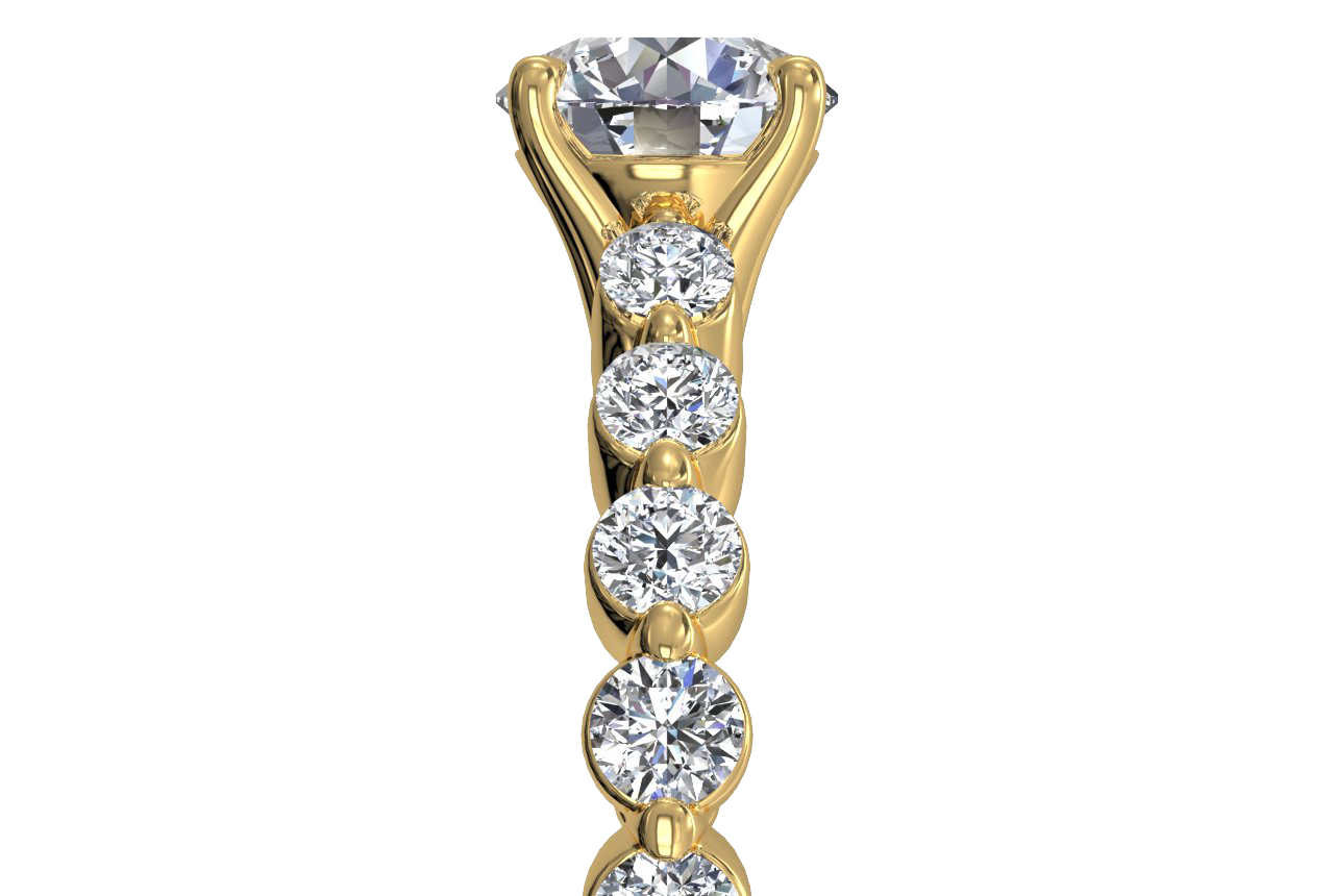18kt Yellow Gold / Round / cushion / Side