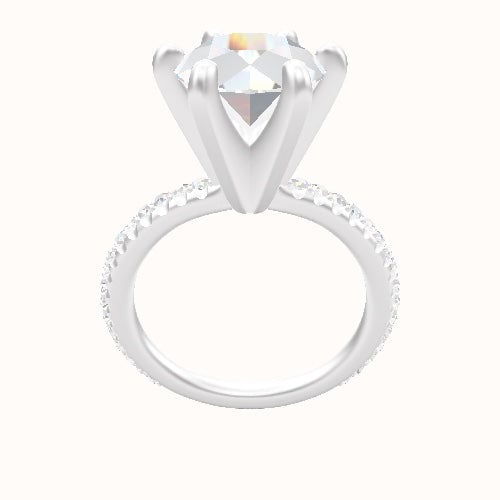 3/4 Pave Engagement Ring With Classic Six Prong Head