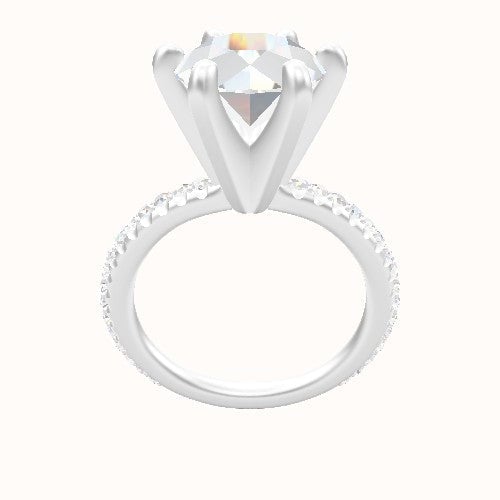 3/4 Pave Engagement Ring With Classic Six Prong Head