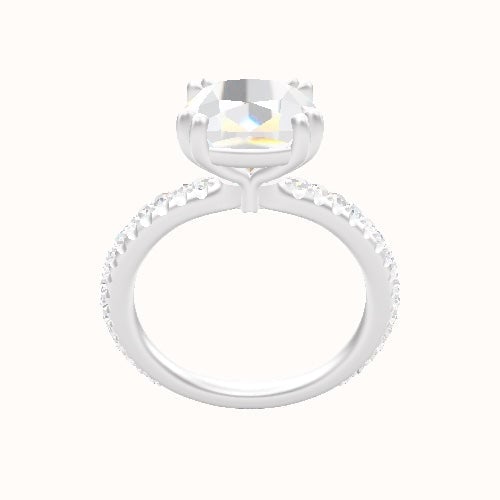 3/4 Pave Engagement Ring With Double Prongs Head