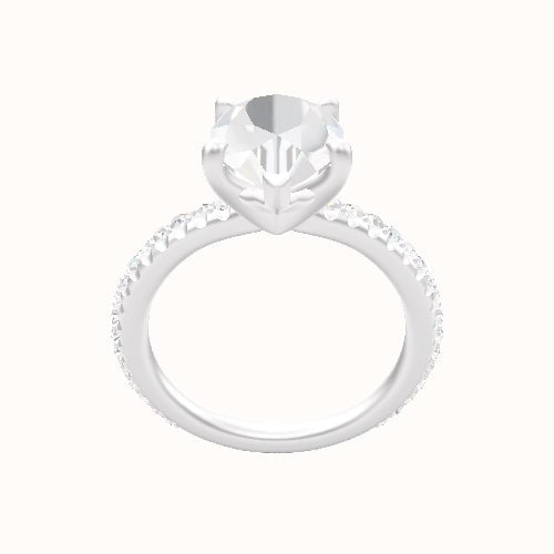 3/4 Pave Engagement Ring With Four Prong Head