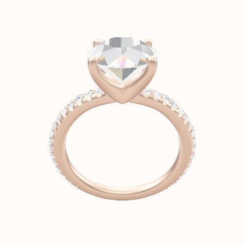 3/4 Pave Engagement Ring With Four Prong Head