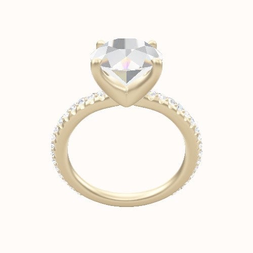 3/4 Pave Engagement Ring With Four Prong Head