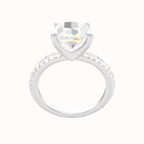 3/4 Pave Engagement Ring With Four Prong Head