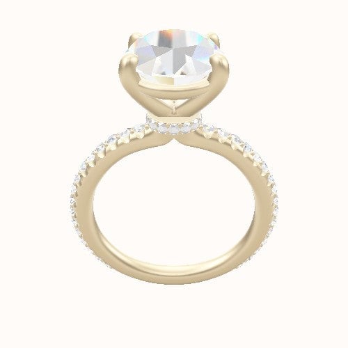 3/4 Pave Engagement Ring With Low Set Four Prong Head