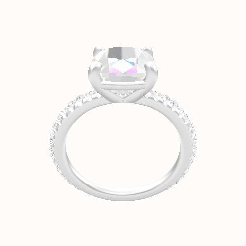 3/4 Pave Engagement Ring With Low Set Four Prong Head