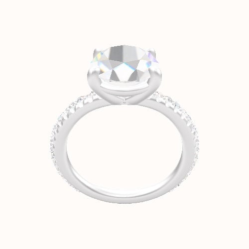 3/4 Pave Engagement Ring With Low Set Four Prong Head