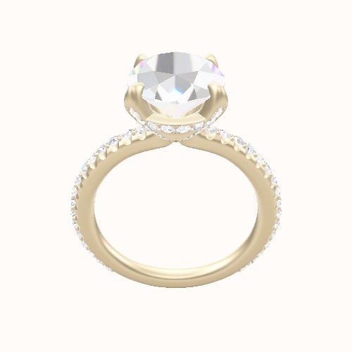 3/4 Pave Engagement Ring With Pave Basket Head