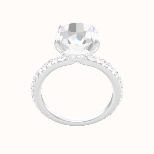 3/4 Pave Engagement Ring With Pave Basket Head